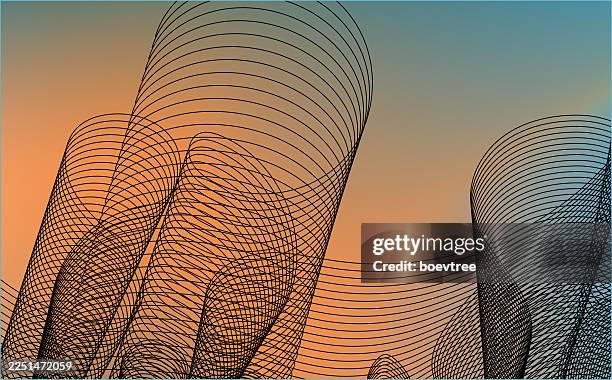 line wire-frame model modern architecture on watercolor - building wireframe stock illustrations