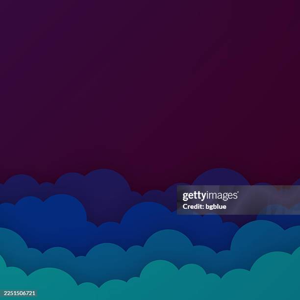 blue sky with couds - paper cut background - trendy 3d design - clouds black background stock illustrations