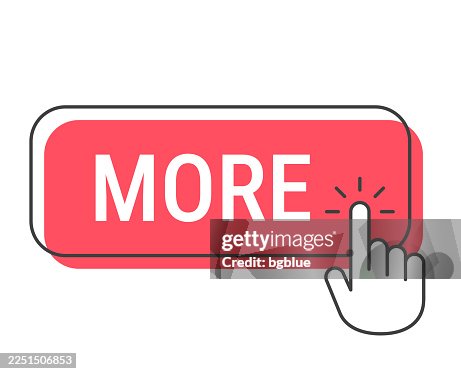 More - Click button with hand cursor on white background More - Click button with hand cursor on white background