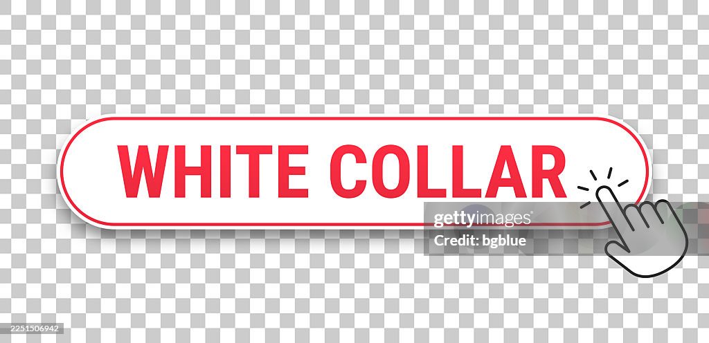 White Collar - 3D click web button with hand cursor on blank background