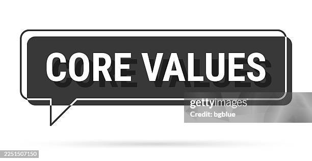 core values - 3d black speech bubble on white background - core stock illustrations
