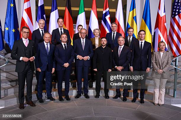 Norway's Prime Minister Jonas Gahr Store, North Atlantic Treaty Organization Secretary-General Mark Rutte, Denmark's Prime Minister Mette...