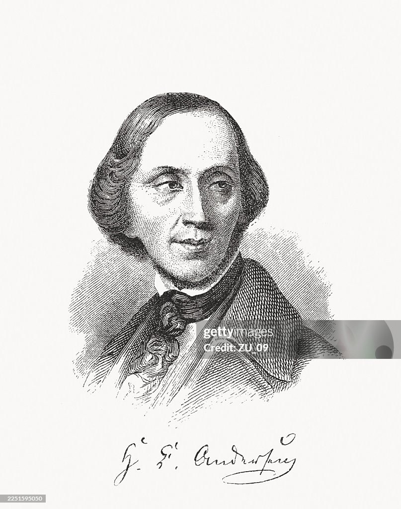 Hans Christian Andersen (1805-1875), Danish poet, wood engraving, published 1883
