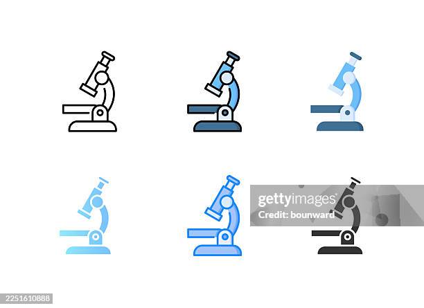 microscope icon. 6 different styles. editable stroke. - microscope lens stock illustrations