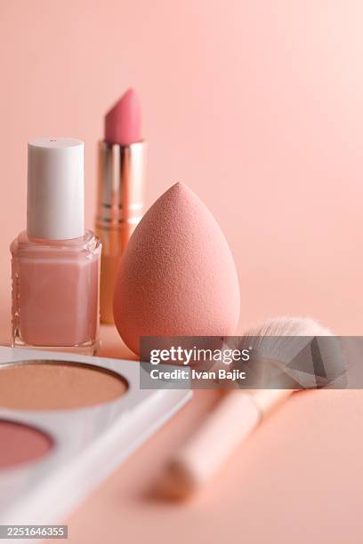 pastel pink make-up - beauty product stock pictures, royalty-free photos & images