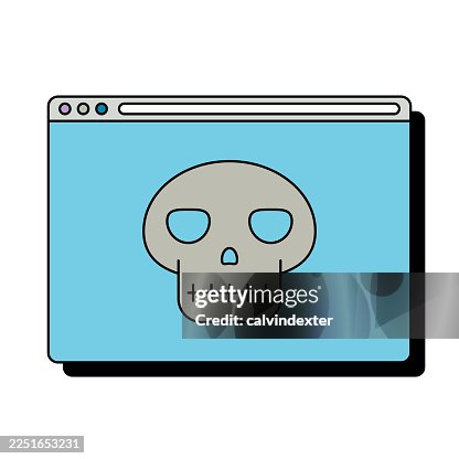 Retro style web browser with human skull Retro style web browser with human skull