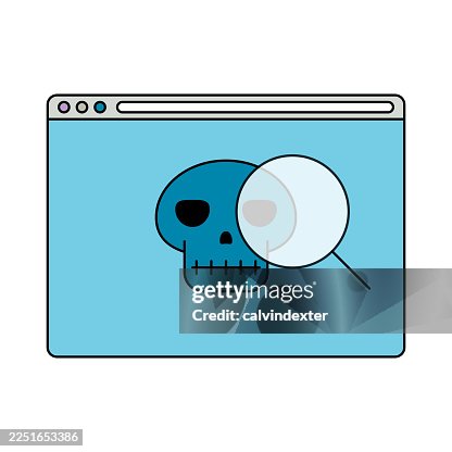 Retro style web browser with human skull Retro style web browser with human skull