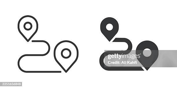 road thin line and glyph solid icon. editable stroke and perfect pixel isolated on transparent background - world map transparent background stock illustrations