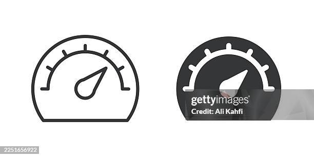 speedmeter thin line and glyph solid icon. editable stroke and perfect pixel isolated on transparent background - metric system stock illustrations