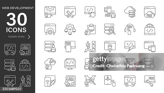 Web Development line vector Icon set. Pixel perfect. Editable stroke. stock illustration. Icon Symbol, Technology, Maintenance, Website Web Development line vector Icon set. Pixel perfect. Editable stroke. stock illustration. Icon Symbol, Technology, Maintenance, Website