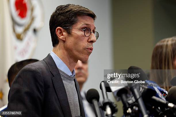 Providence, RI Providence Mayor Brett Smiley answers questions during a press conference at the Providence Public Safety Complex on December 16, 2025.