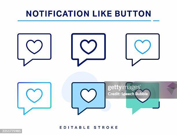 notification like button line icon. editable stroke. vector icon. - click icon editable stock illustrations