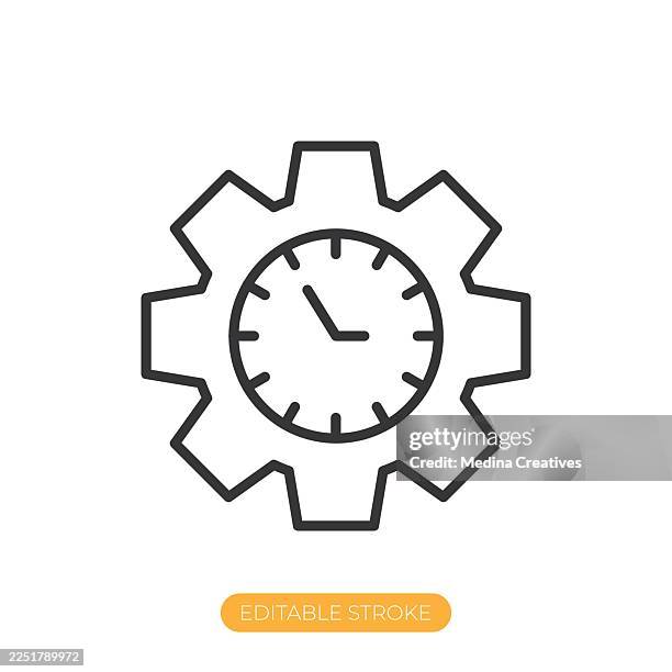 schedule settings icon. editable stroke thin line icon - upgrade button keyboard stock illustrations