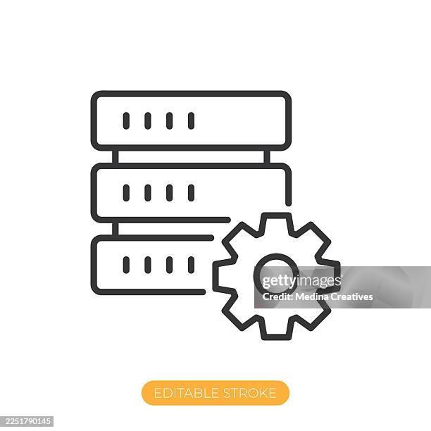 database settings icon. editable stroke thin line icon - upgrade button keyboard stock illustrations