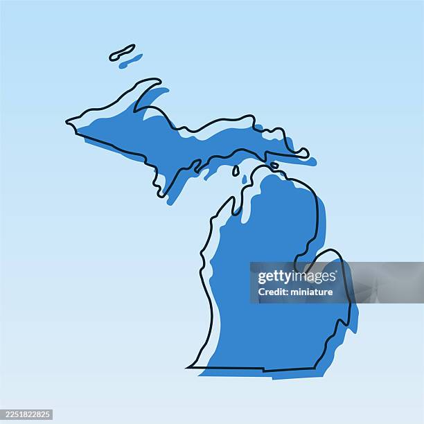 michigan map - michigan stock illustrations