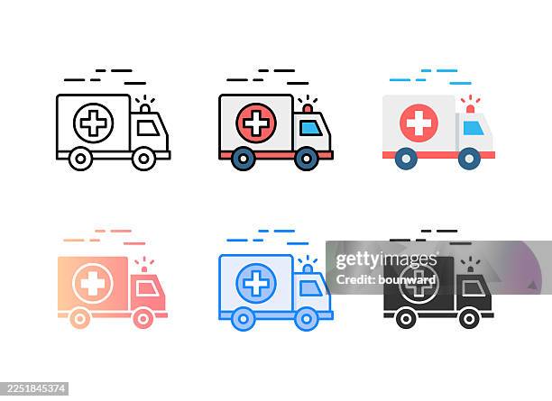 ambulance icon. 6 different styles. editable stroke. - ambulance stock illustrations