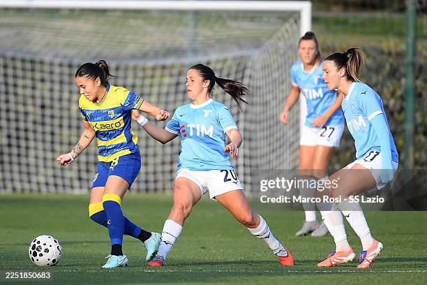 Flaminia Simonetti of Lazio women compete for the ball with Giada Pondini of Parma Calcio women during the Women Serie A match between Lazio Women...