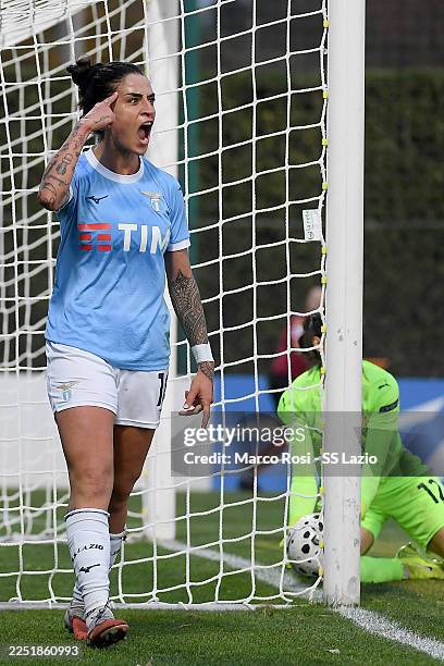 Martina Piemonte of Lazio women celebrates a opening goal during the Women Serie A match between Lazio women and Parma Calcio 1913 at the Formello...