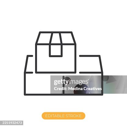 Stacked boxes icon. Editable stroke thin line icon Stacked boxes icon. Editable stroke thin line icon