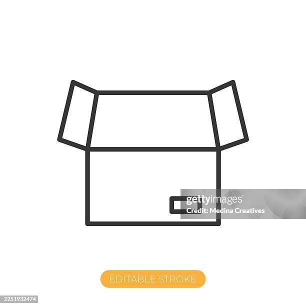 packaging icon. editable stroke thin line icon - gift returns stock illustrations