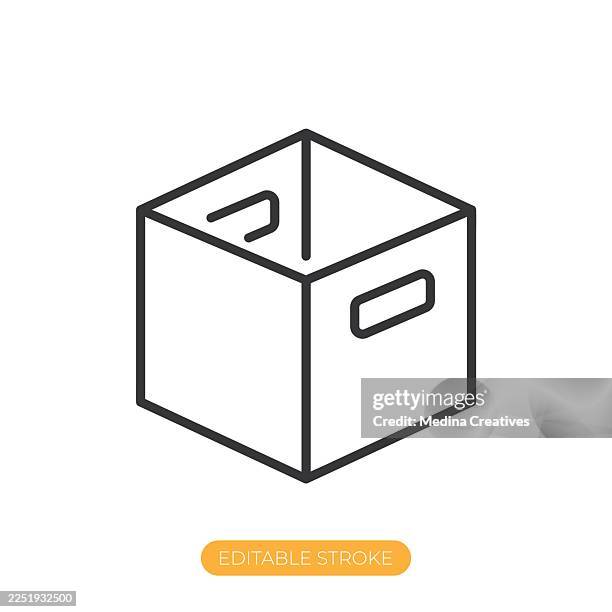 packaging icon. editable stroke thin line icon - gift returns stock illustrations