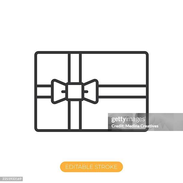 wrapped present icon. editable stroke thin line icon - gift returns stock illustrations