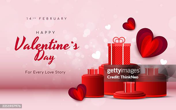 valentine minimal scene for products showcase, promotion display. - empty plinth stock illustrations