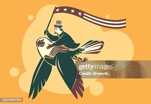 Uncle Sam waving flag with bald eagle Uncle Sam waving flag with bald eagle