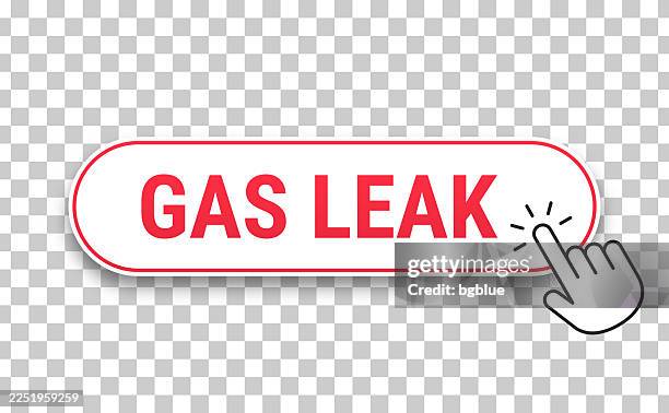 gas leak - 3d click web button with hand cursor on blank background - emergency button stock illustrations