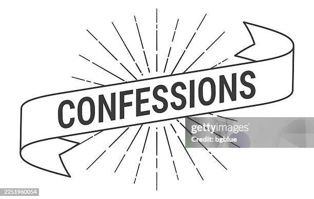 confessions - banner with sunbursts on white background - confession stock illustrations