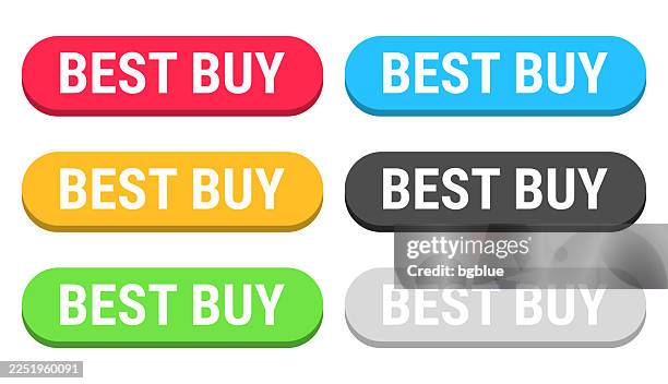 best buy - colorful 3d click web buttons on blank background - time square stock illustrations