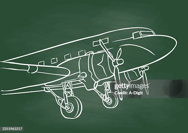 aircraft from 1939 chalkboard - airplane landing gear stock illustrations