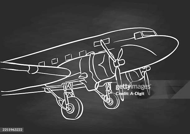 aircraft from 1939 blackboard - airplane landing gear stock illustrations