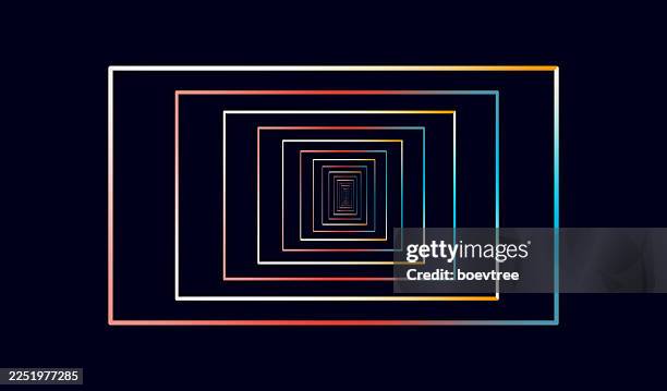 neon gradient rectangle perspective fractal psychedelic effect virtual reality concept background - glitch background stock illustrations