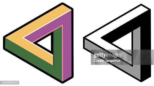 isometric penrose triangle - penrose triangle stock illustrations
