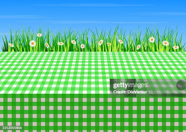 table cloth vector background - picnic table texture stock illustrations