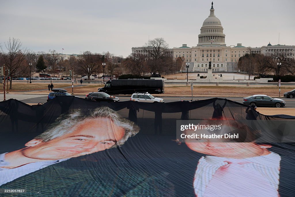 Large Banner Picturing Donald Trump And Jeffrey Epstein Unfurled Near U.S. Capitol