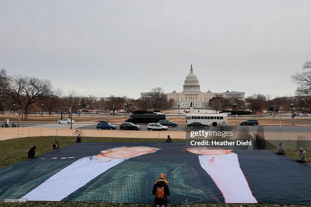 Large Banner Picturing Donald Trump And Jeffrey Epstein Unfurled Near U.S. Capitol