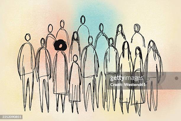abstract illustration of a diverse group symbolizing community and teamwork - peer support stock illustrations