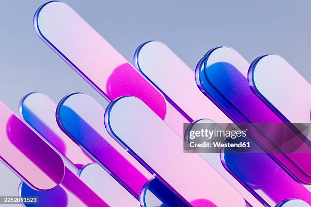 abstract 3d glass and plastic shapes with gradient colors background - translucent background stock illustrations