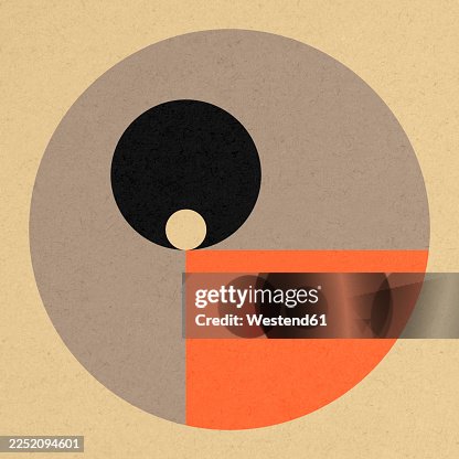Abstract Bauhaus geometric illustration with circles and textured background Abstract Bauhaus geometric illustration with circles and textured background