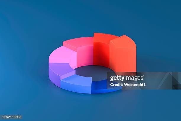 colorful 3d pie chart segments for finance and data analysis - abstract pie chart stock illustrations