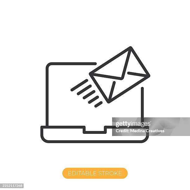 email marketing icon. editable stroke thin line icon - content writer stock illustrations