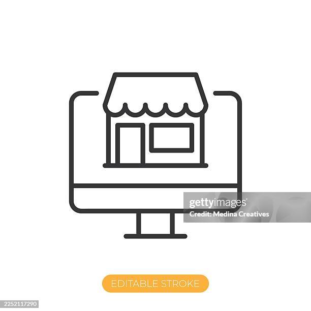 e-commerce icon. editable stroke thin line icon - content writer stock illustrations