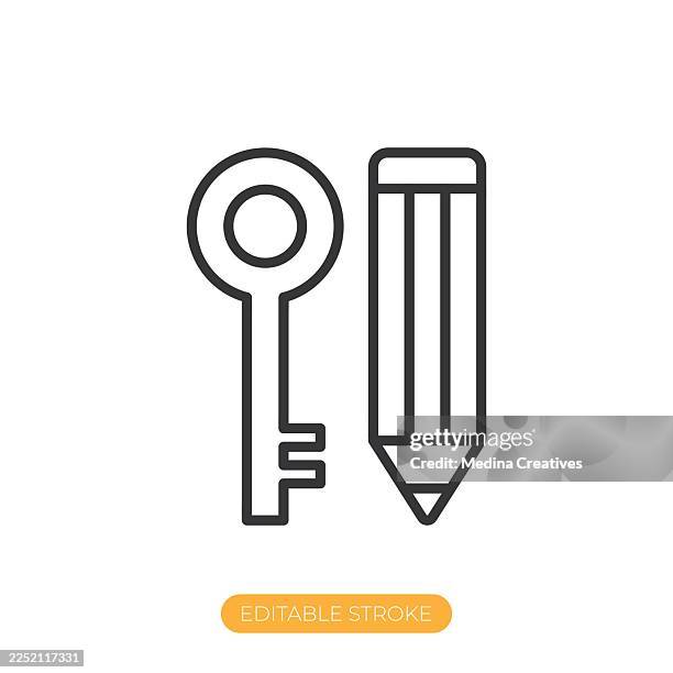 key content icon. editable stroke thin line icon - content writer stock illustrations
