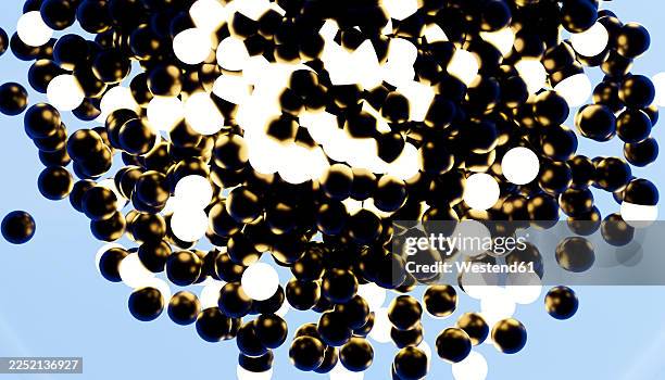 abstract glowing black and white spheres floating dynamically - floating particles stock illustrations