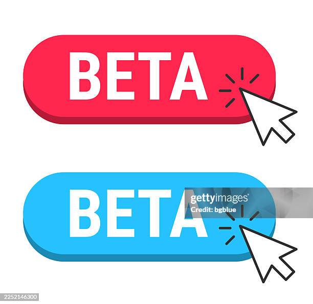 beta - red and blue buttons with cursor on white background - beet isolated stock illustrations