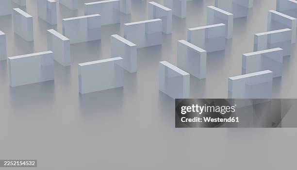 abstract minimalistic 3d render of geometric blocks with repetition - simple maze pattern stock illustrations