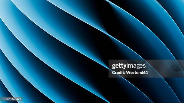 abstract blue curved minimalist 3d rendering with glowing lines - elegant pattern stock illustrations