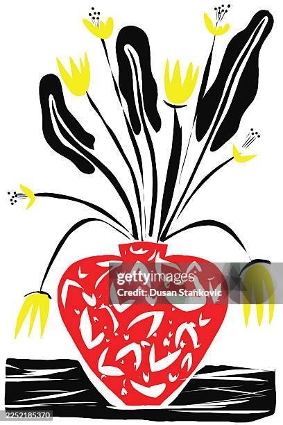 floral composition - vases stock illustrations